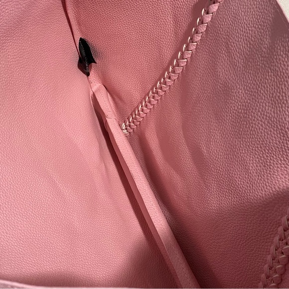 Badgley Mischka Decorative Chain Pebbled Tote Blush NWT - Picture 5 of 6